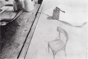 L.Delaire : A l'atelier, le trait, le vide L.Delaire : A l'atelier, le trait, le vide